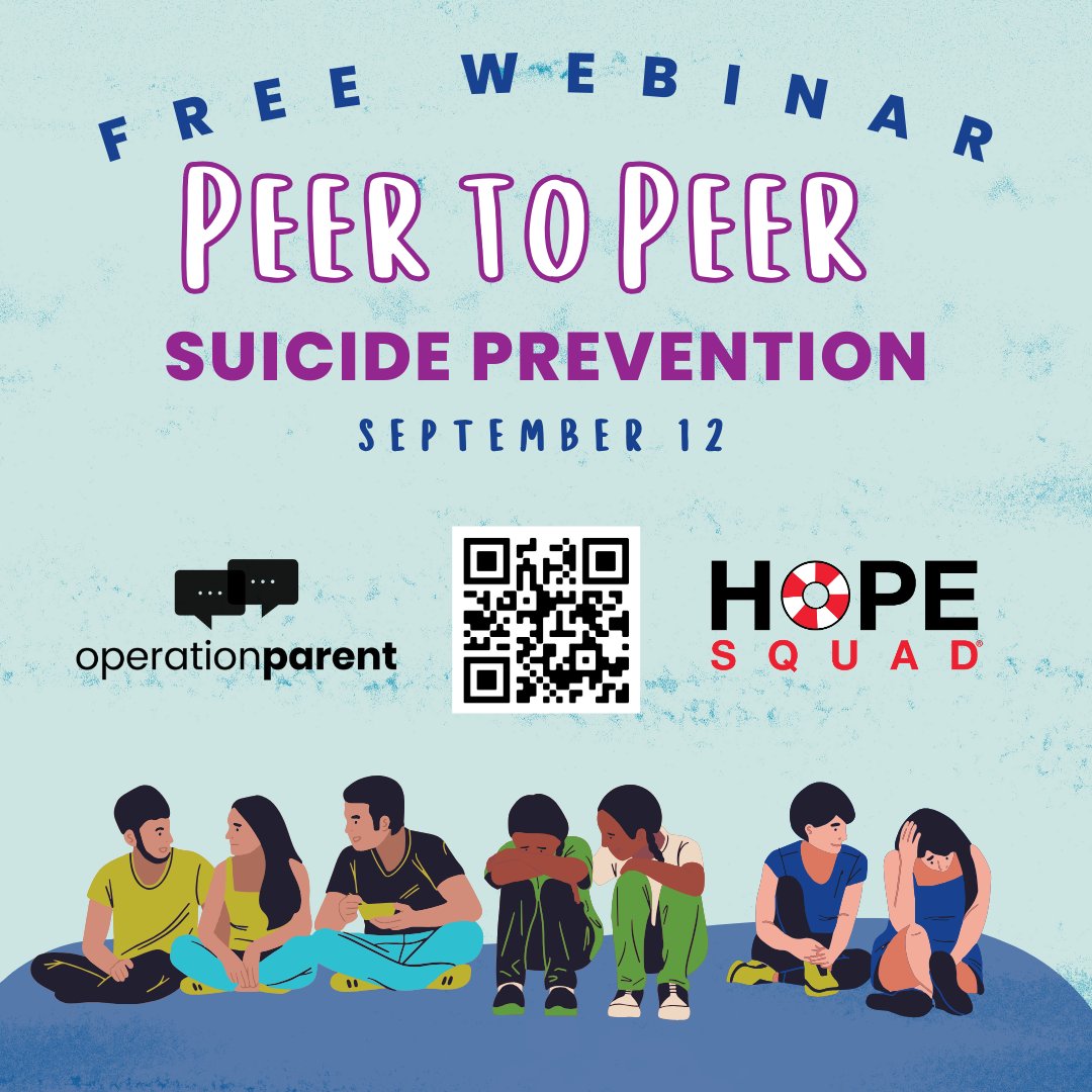 Join Operation Parent's FREE webinar on September 12th. They will illustrate the importance of empowering youth to be involved in suicide prevention. Register here: bit.ly/3sIWgd9