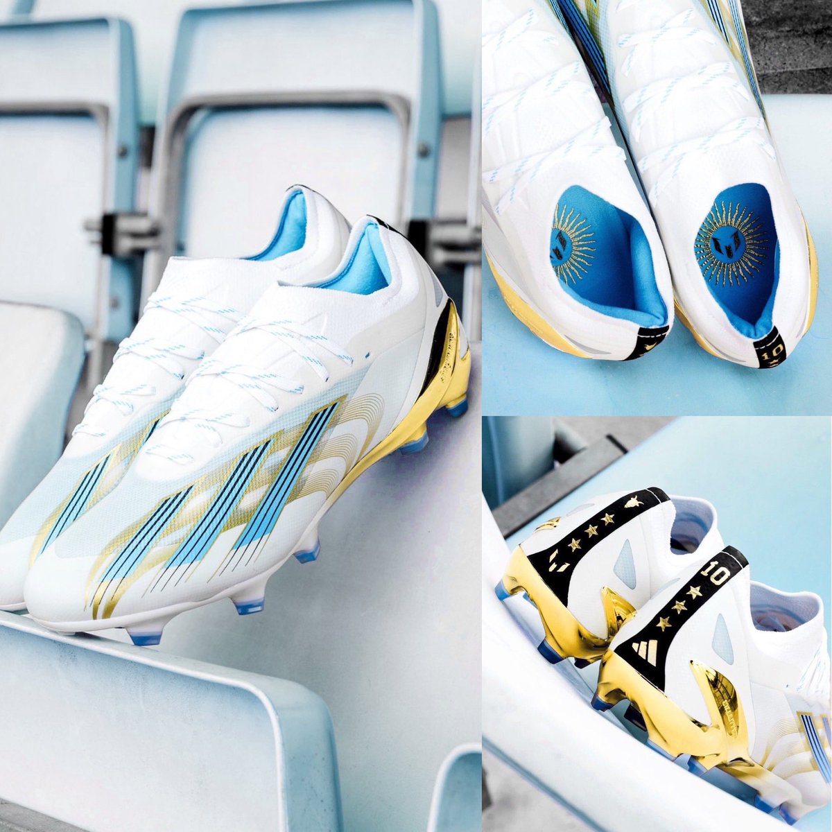 TeamLeoM's tweet photo. Los nuevos botines de Lionel son un espectáculo. 

Show asegurado, señores. https://t.co/VpspcPf90t