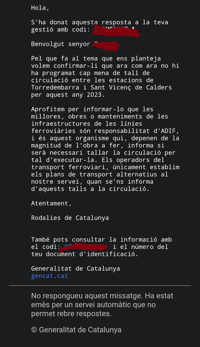 JSerret82's tweet photo. @Adalfe_ Jo també n'estava convençut pq ho vaig llegir, vaig veure el teu tuit ahir i vaig escriure a Rodalies, pq també vaig ser incapaç de trobar cap informació. Resposta: no hi ha cap tall previst. Jo ja no sé. https://t.co/bw7ljREz3p