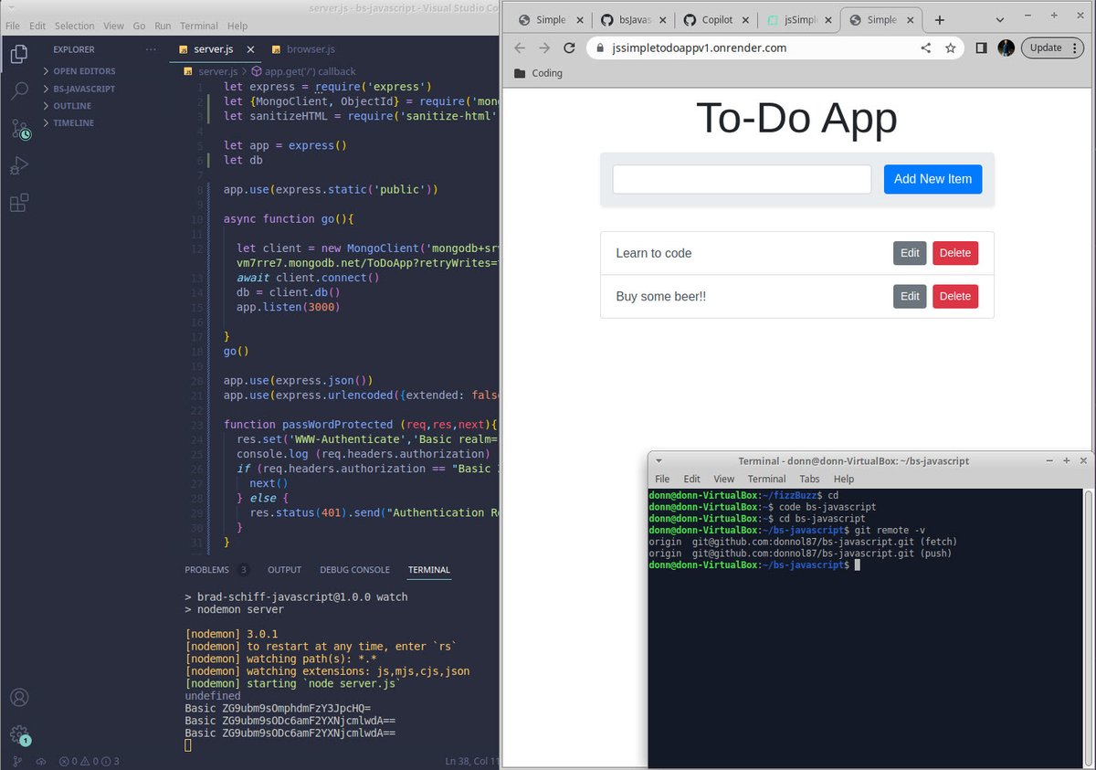 digital_Donn's tweet photo. It was fun to learn more about #javascript,  #nodejs &amp; #mongodb while following the @learnwebcode tutorials on @udemy 💻

This was my first taste of full stack development. While I'm still a long way from building something like this on my own, it helped give me a baseline😀 https://t.co/oJd6X9ZK2G