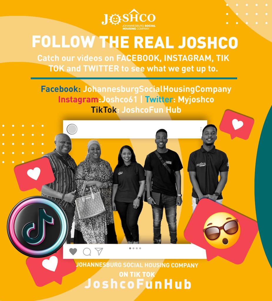 myjoshco's tweet photo. Heita! Catch-up with JOSHCO on our socials and website and, receive regular updates on what we've been up to, and where we have been.
#joshcocares 
#onemonthonebuilding 
#dontjumpthequeue 
#joshcoatwork 
#CommunityImpact 
#joburgsocialhousing 
#affordablerentals https://t.co/joalaWmzdj