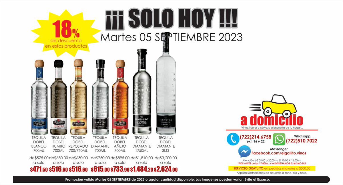 AMIGALLITOS…

#solohoy #martes #promociones #servicioadomicilio #amigallitos #maestrodobel #tequila #tequiladobel #dobeldiamante