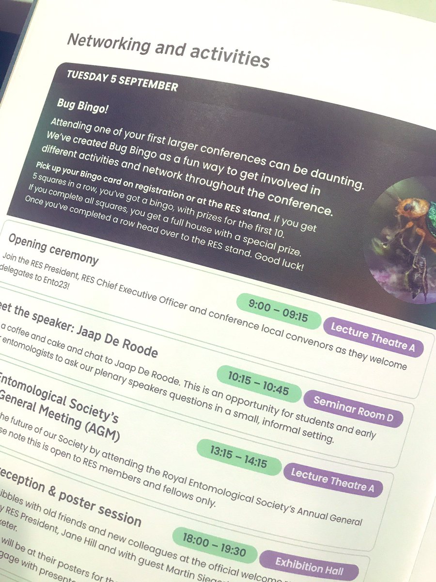 Are you ready for the Bug Bingo🪲?Had a talk with a stranger or asked a question in a talk? You already have completed two squares✨ ….first 10 people getting a price at the @RoyEntSoc stand! Let’s gooo✨ #Ento23 #phdlife #insects @AymanAsiri9 @BenSJHawthorne @UniExeCornwall