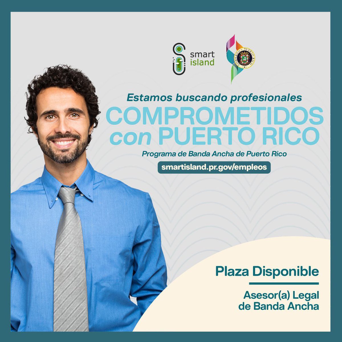 PRSmartIsland's tweet photo. Si cumples con los requisitos para ser Asesor (a) Legal de Banda Ancha, solicita en 📲https://t.co/t15jJQGSgP https://t.co/cJWlwA5g9n