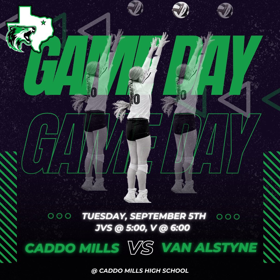 Last game before our district opener on Friday!! Come out and support your a Lady Foxes take on the Lady Panthers from Van Alstyne tonight at HOME 💚🏐 

<a href="/KodiCrane/">Kodi Crane</a> <a href="/luke__allison/">Luke Allison</a> <a href="/CaddoMillsHS/">Caddo Mills HS</a> <a href="/SkylerCamacho/">Skyler Camacho</a> <a href="/smithk1106/">Kyle Smith</a> <a href="/beksdillon/">Bekah Dillon</a> <a href="/CaddoClub/">Caddo Mills Athletic Booster Club</a>