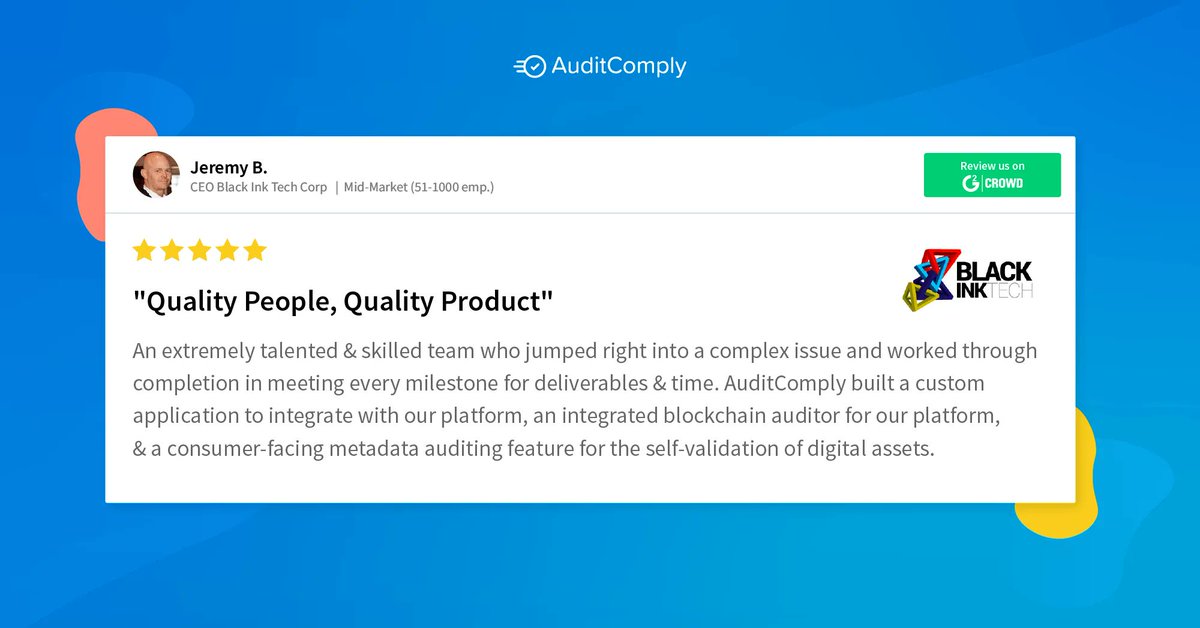 AuditComply's tweet photo. Find out how Black Ink Tech are leveraging AuditComply to restore trust and confidence in Cryptocurrency, Token, and NFT purchases👇
#AuditComply #BlackInkTech #AuditManagement #G2Reviews #NFT #CryptoCurrency https://t.co/FpuxGpIlSq