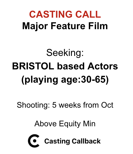 CastingCallbac1's tweet photo. #castingcall #featurefilm #Bristol 
Calling BRISTOL based acting talent.
Fancy 5 weeks work on a major Feature Film?
FREE TO APPLY:
https://t.co/NonF1f5WyG
PLS share and RT https://t.co/dTXzAYj6Kn