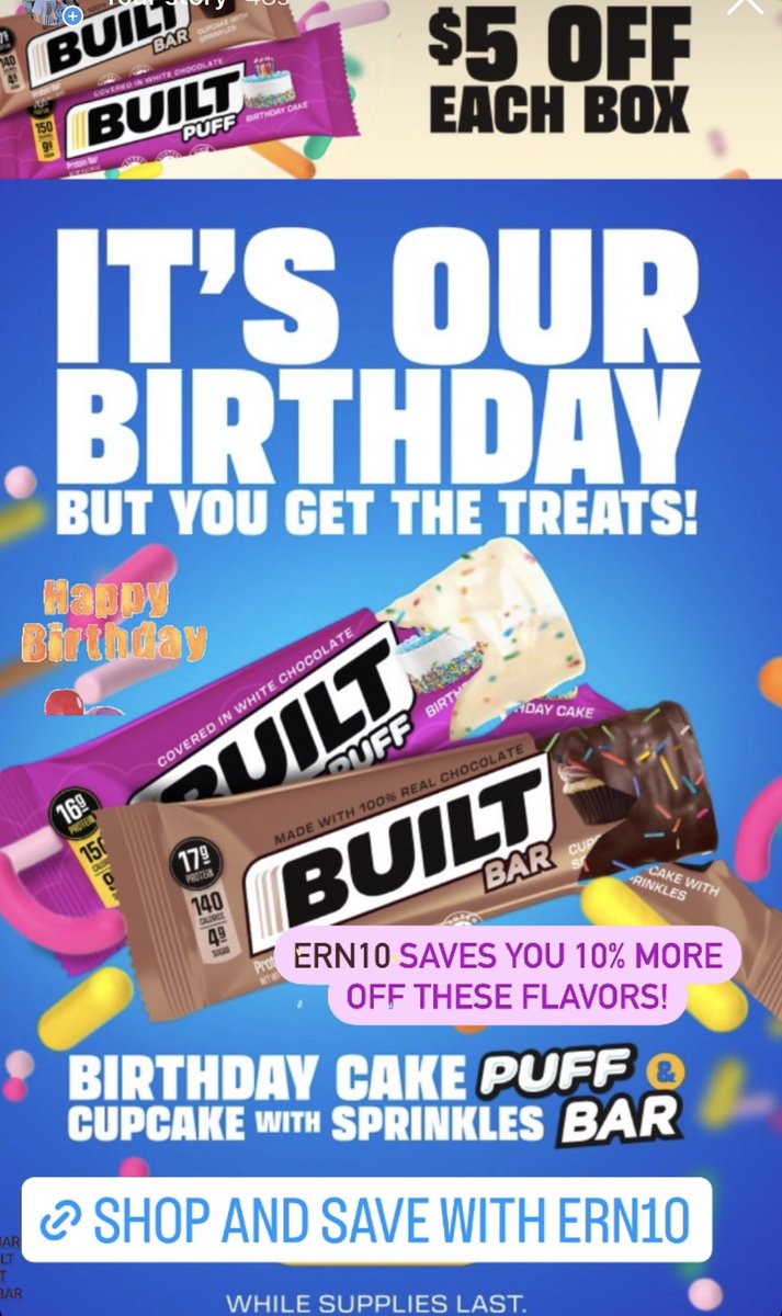 #imbuilt #builtbar #built #chocolate #dessertbar #healthy #healthysnack #health #fitness #gymtime #motivation #weightloss #mamafuel #mamastrong #strong #protein #healthylifestyle #delicious #healthyrecipe  #limitedtime #discountcode #code #yougottatrythis  @Built_Bar #birthday
