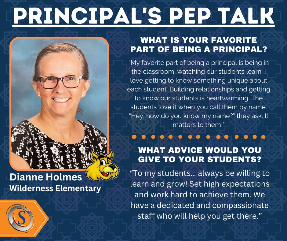 Principal's Pep Talk Dianne Holmes Wilderness Elementary #wearespotsy