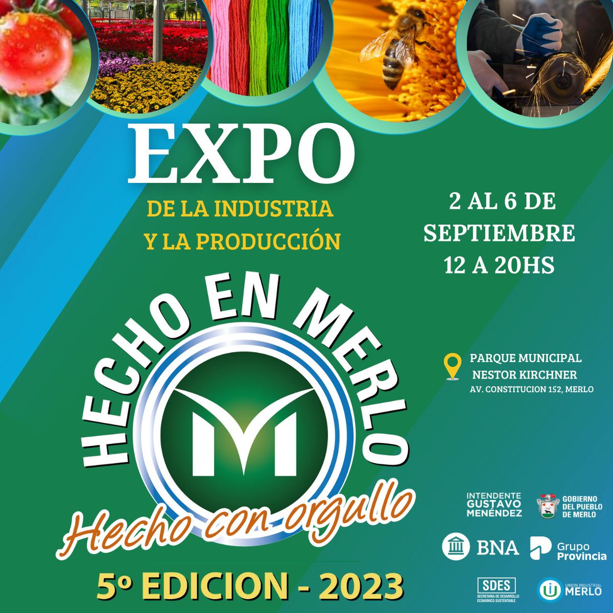 MerloGob's tweet photo. Expo #HechoEnMerlo
La Secretaría de Desarrollo Económico Sustentable te invita a conocer todo lo que se produce en #Merlo.
📅Hasta el 06/09
⏰De 12 a 20 hs
📌Parque Municipal Néstor Kirchner, Av. Constitución 152
ℹ️https://t.co/GMxcsGujP8
👉 Entrada libre y gratuita.
#MerloGob https://t.co/wyLlL7x3JZ
