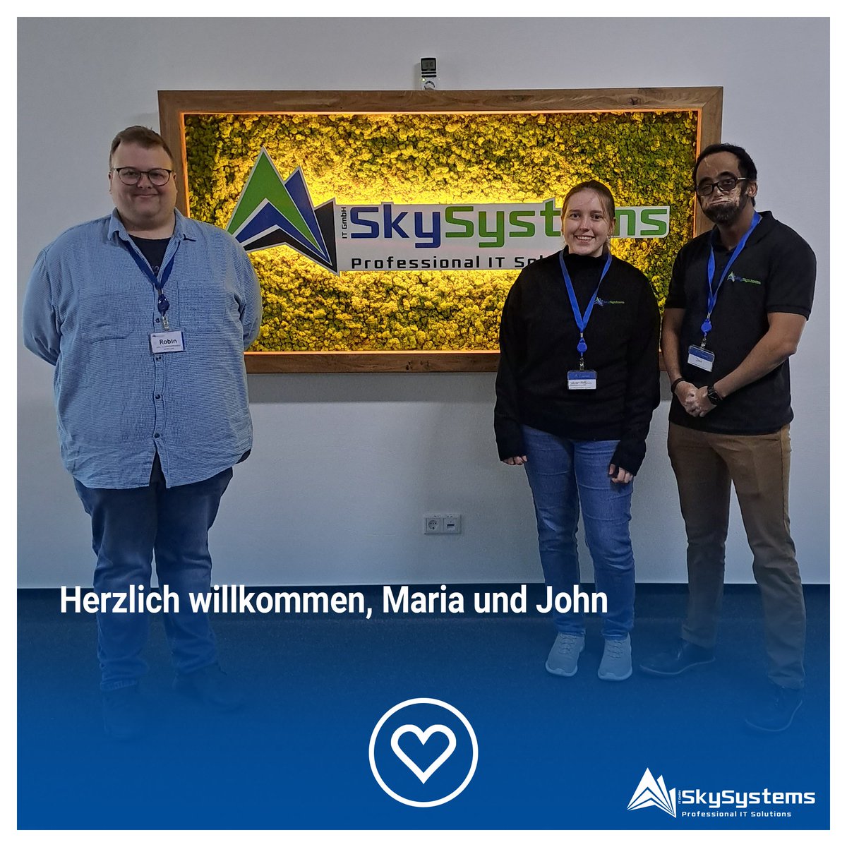Letzte Woche durften wir Maria und John (rechts) bei uns begrüßen. Robin (Teamleiter Second Level, links) nahm die beiden sehr herzlich in Empfang. John ist ab sofort im Second Level tätig und Maria macht ihre Ausbildung zur Systemadministratorin bei uns.

Herzlich willkommen! 🥰