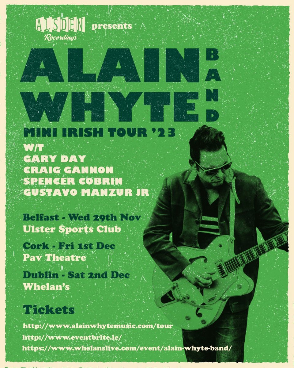 THIS SATURDAY: English musician, Alain Whyte … perhaps best known for his multi-hit co-writing partnership with alternative legend Morrissey, plays Whelan's, Dublin on 2nd December. whelanslive.com/event/alain-wh… @alainwhytemusic