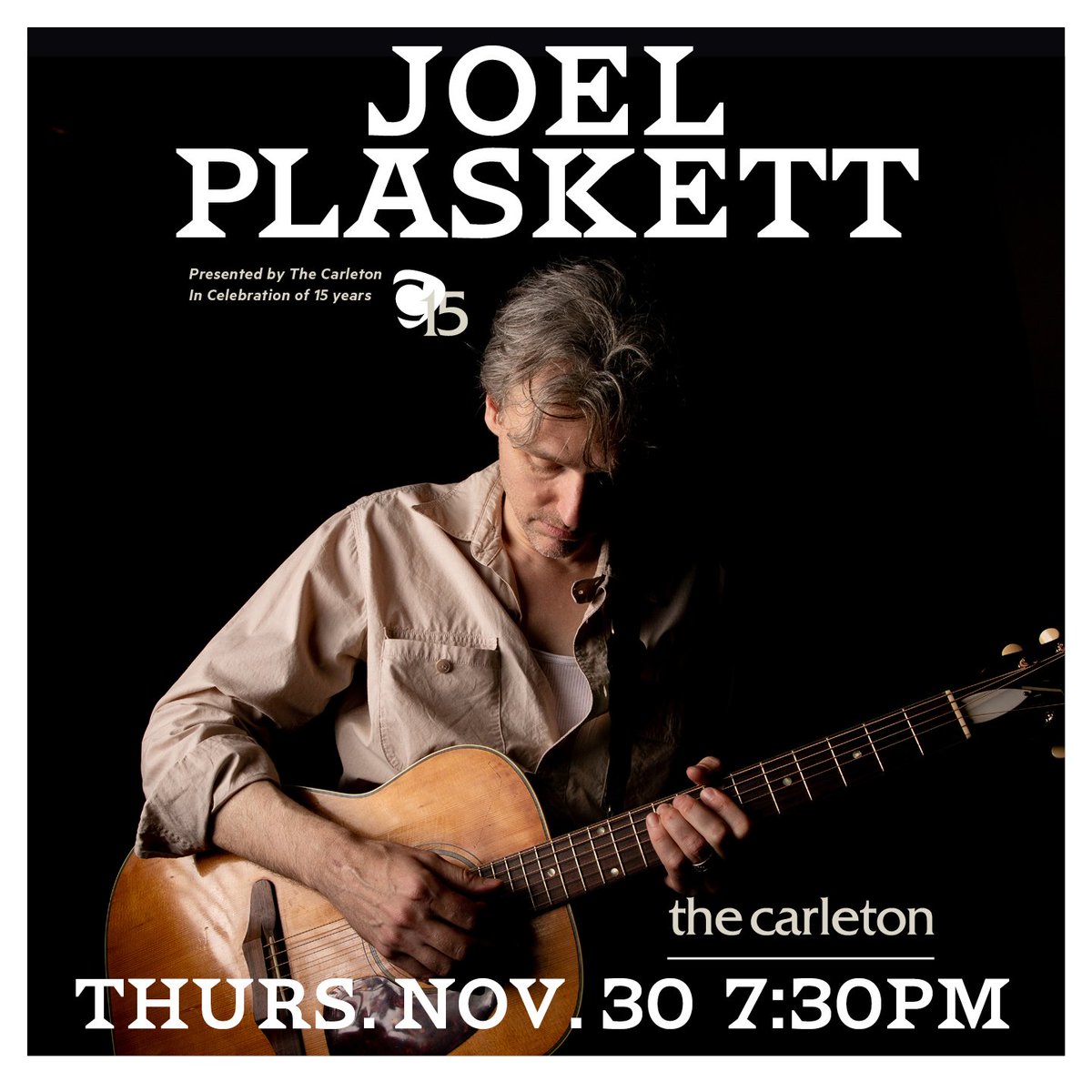 CarletonHalifax's tweet photo. Just Announced! We are thrilled to have the first artist to ever appear on The Carleton stage back for our 15 Anniversary celebrations. Don't miss Joel Plaskett, Nov. 30 &amp; Dec 1. Tickets on sale now: https://t.co/70ddxtNv9W #joelplaskett #liveatthecarleton #celebrating15years https://t.co/RhTPrGYIGx