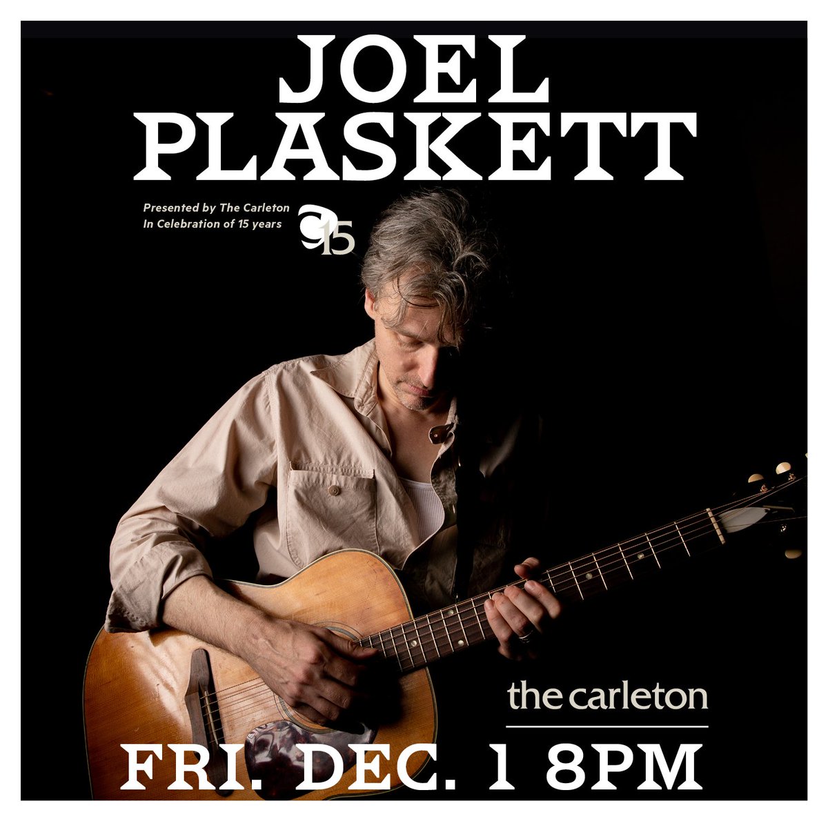 Just Announced! We are thrilled to have the first artist to ever appear on The Carleton stage back for our 15 Anniversary celebrations. Don't miss Joel Plaskett, Nov. 30 &amp; Dec 1. Tickets on sale now: thecarleton.ca #joelplaskett #liveatthecarleton #celebrating15years