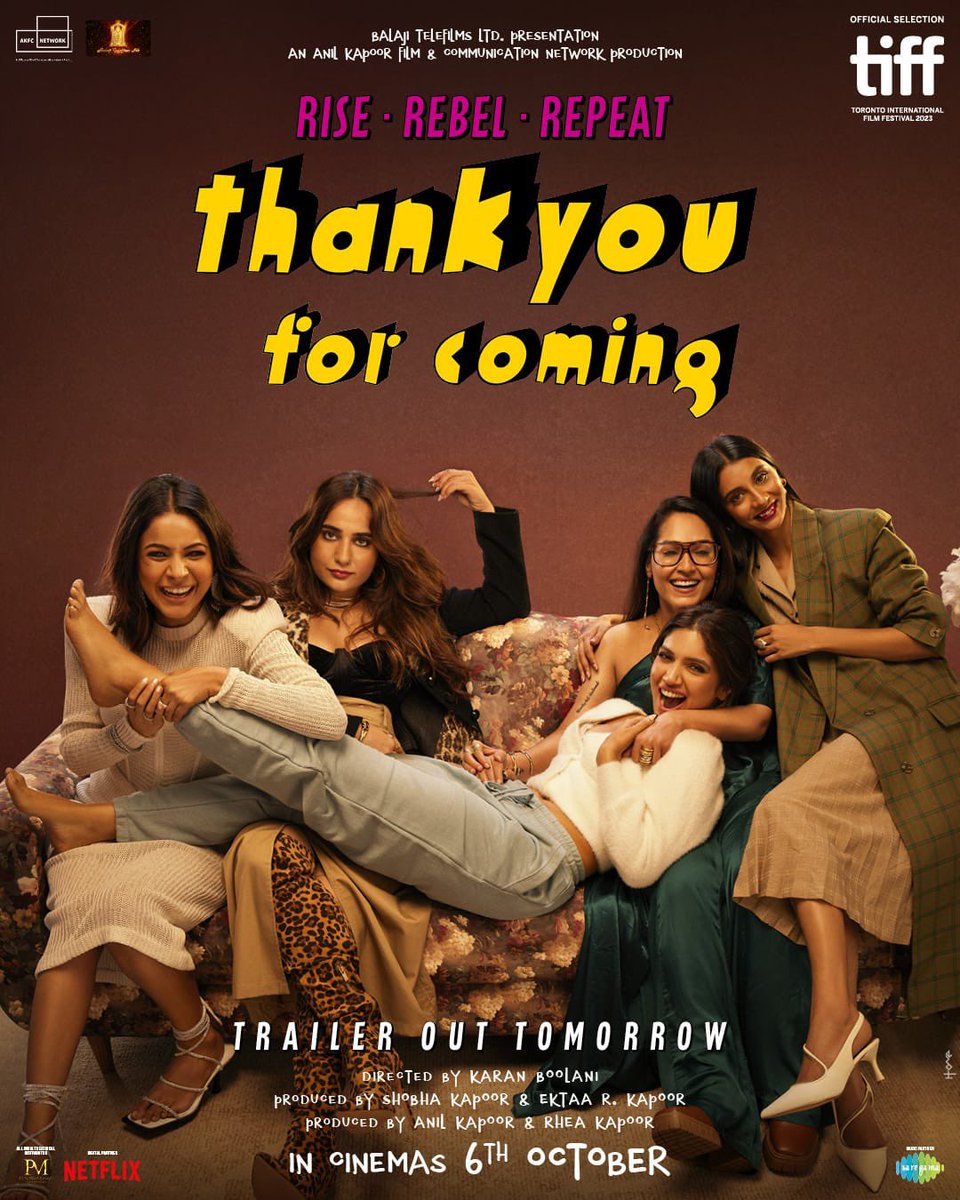 EKTAA KAPOOR - RHEA KAPOOR: ‘THANK YOU FOR COMING’ TRAILER ARRIVES TOMORROW… From the makers of #VeereDiWedding -  #EktaaRKapoor and #RheaKapoor… #FirstLook poster of #ThankYouForComing, a coming-of-age comedy directed by #KaranBoolani.

#ThankYouForComingTrailer will be…