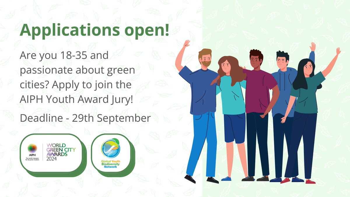 📗Are you between the age of 18 & 35 and passionate about building greener, healthier, & more resilient cities? 

🌍Apply to be a member of the @AIPHGlobal #YouthAward Jury for the AIPH #WorldGreenCityAwards 2024?

👉🏾More info here: 
aiph.org/latest-news/ai…