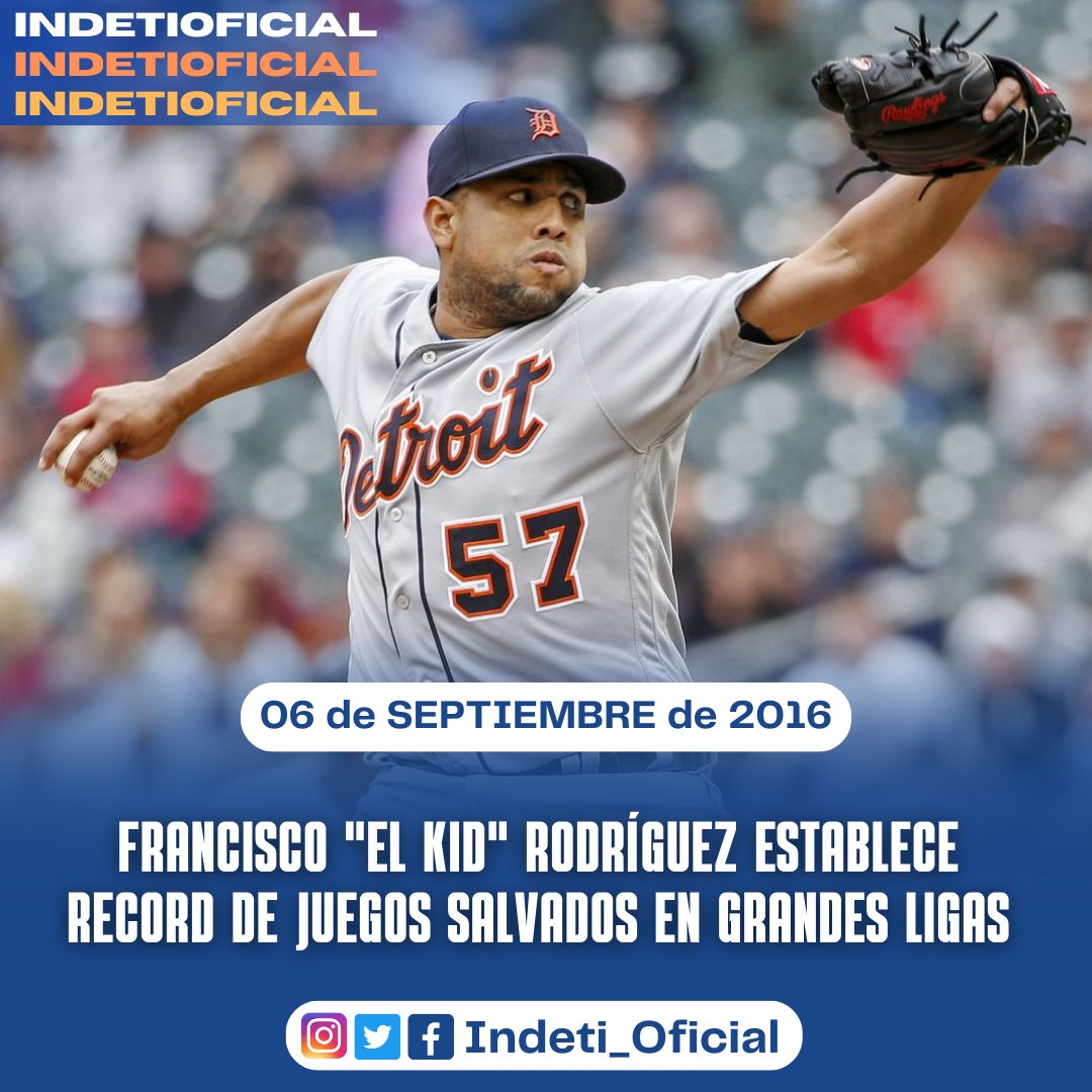 #TalDíaComoHoy | El 5 de septiembre de 2016, el pitcher venezolano Francisco Rodríguez, salvó su juego número 425 de por vida en las MLB, ocupando el cuarto lugar de salvamentos de todos los tiempos.

¡Promovemos el deporte!

#FernandoElAlcaldeQueSiCumple
#VamosVamosTinaquillo