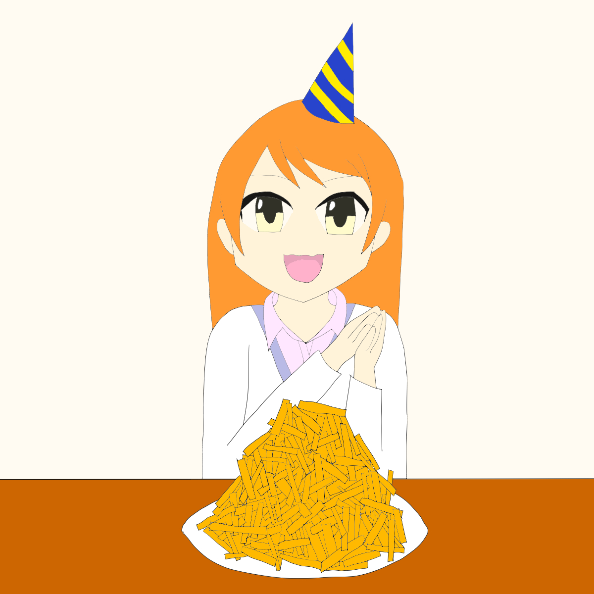 「北条加蓮さんお誕生日おめでとうございます!余ったポテトは奈緒が食べます#北条加蓮」|ししゃものイラスト