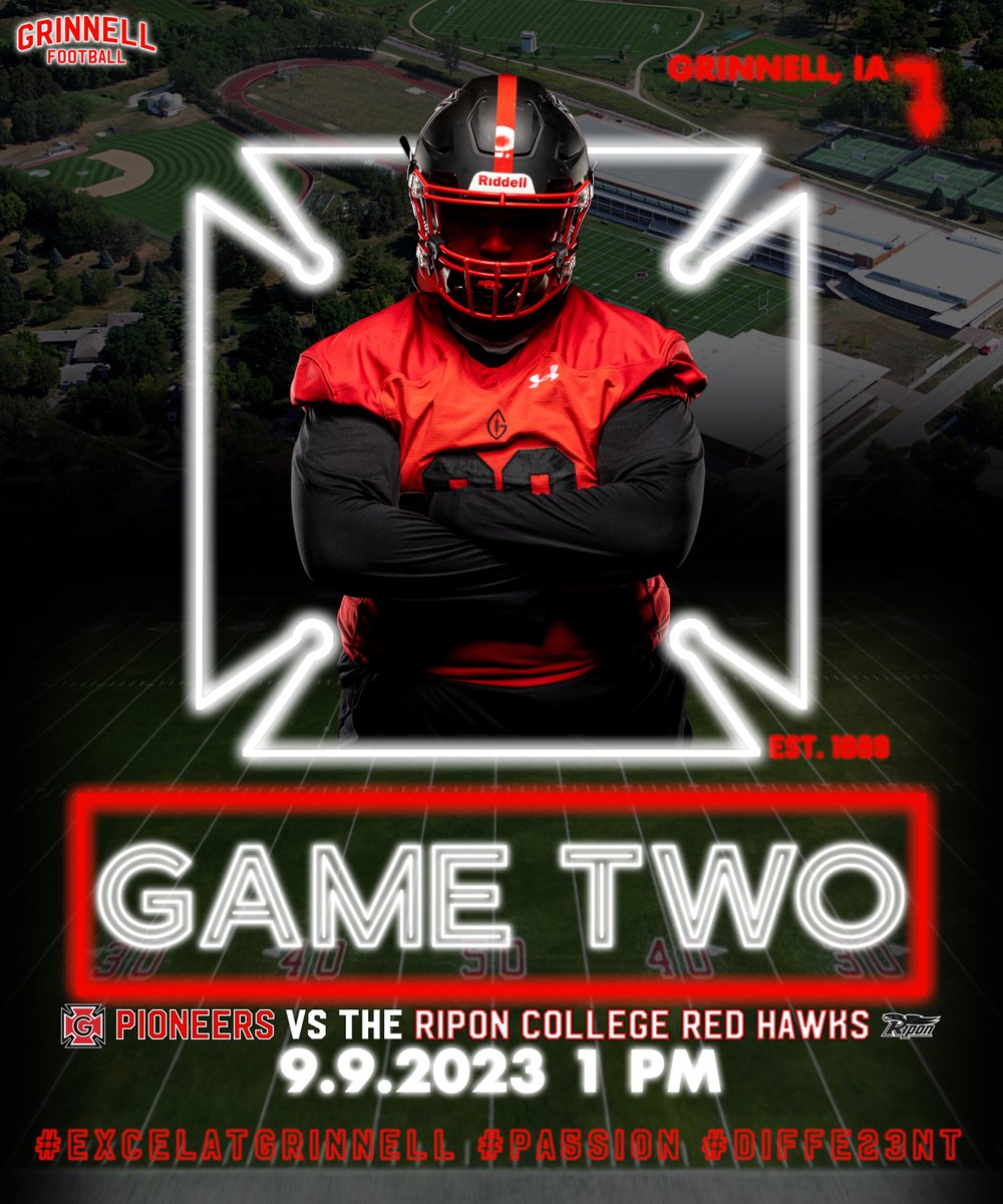 Grinnell College Football (@grinnell_fb) on Twitter photo Home sweet home!
Pioneers take on Ripon this Saturday at Rosenbloom! Kickoff is at 1PM CST!
#ExcelatGrinnell #PA5SION #DIFFE23NT Home sweet home!
Pioneers take on Ripon this Saturday at Rosenbloom! Kickoff is at 1PM CST!
#ExcelatGrinnell #PA5SION #DIFFE23NT
