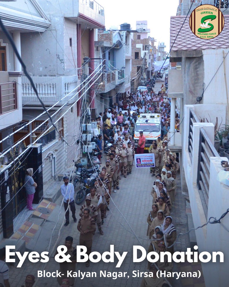 GreenSwelfares's tweet photo. A Shah Satnam Ji Green 'S' Welfare Force Wing volunteer's extraordinary act of posthumous body donation for medical research embodies the essence of selflessness and service. Their contribution will fuel scientific 🔬progress, benefiting healthcare 🩺and countless lives.  #BodyDonation #MedicalResearch #DeraSachaSauda