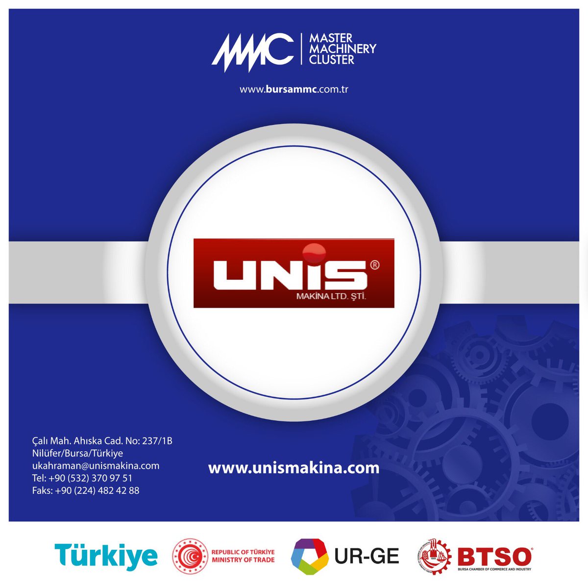 Bursa’da makine sektöründe faaliyet gösteren Unis, Bursa MMC'nin sağladığı avantajlarla ihracat kapasitesini güçlendirerek global pazar çeşitliliğini artırıyor.

#bursaMMC #makina #makinacluster