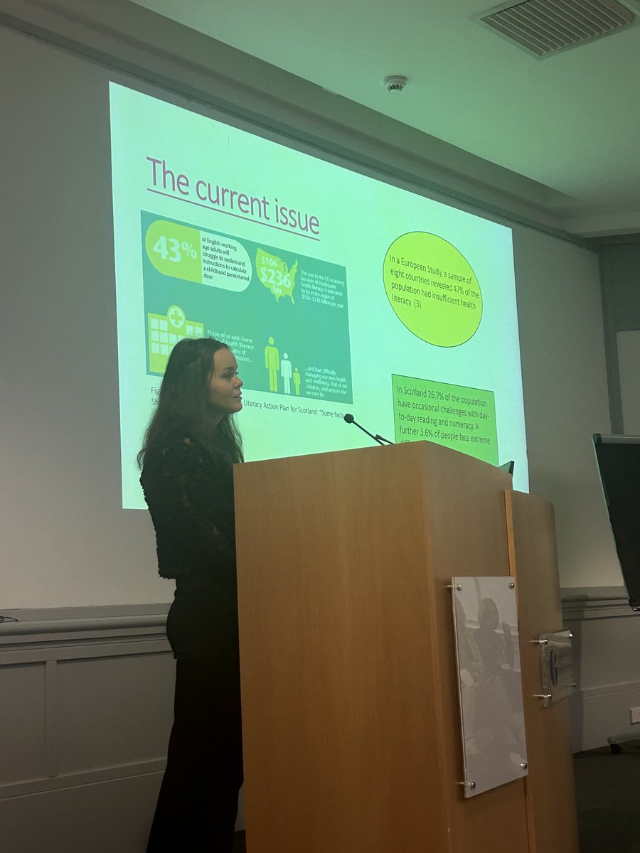 LindseyMPope's tweet photo. Thought provoking talk from one of our students Orla O’Shea highlighting her SSC Project exploring the high levels of poor health literacy in the population as well as the impacts of health. #gptale2023 #makingiteasier https://t.co/Xn4hNhWMtQ