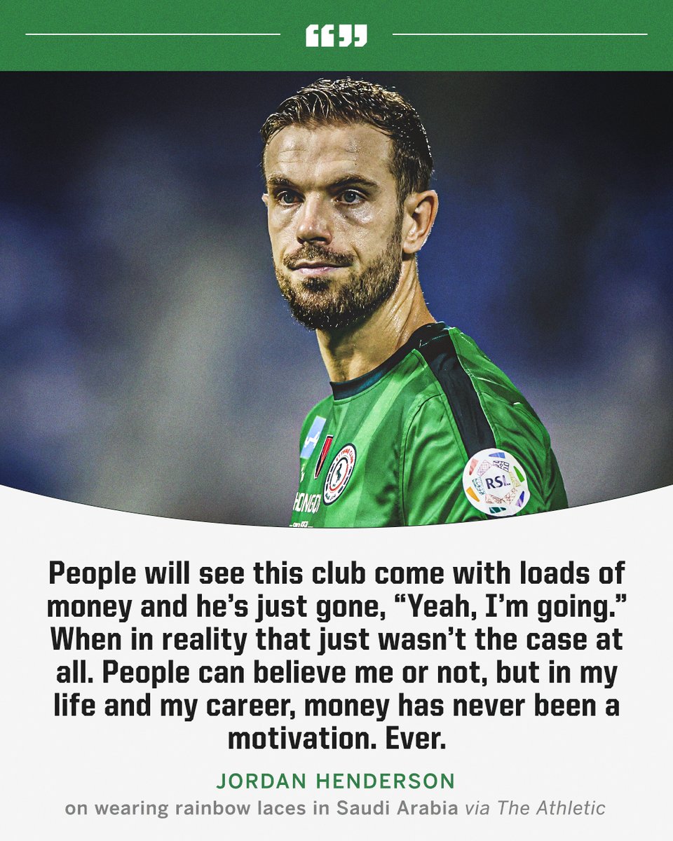 ESPNFC's tweet photo. Jordan Henderson has said his move to Saudi Arabia wasn't motivated by money 🗣 https://t.co/0FT2Z5yJMw