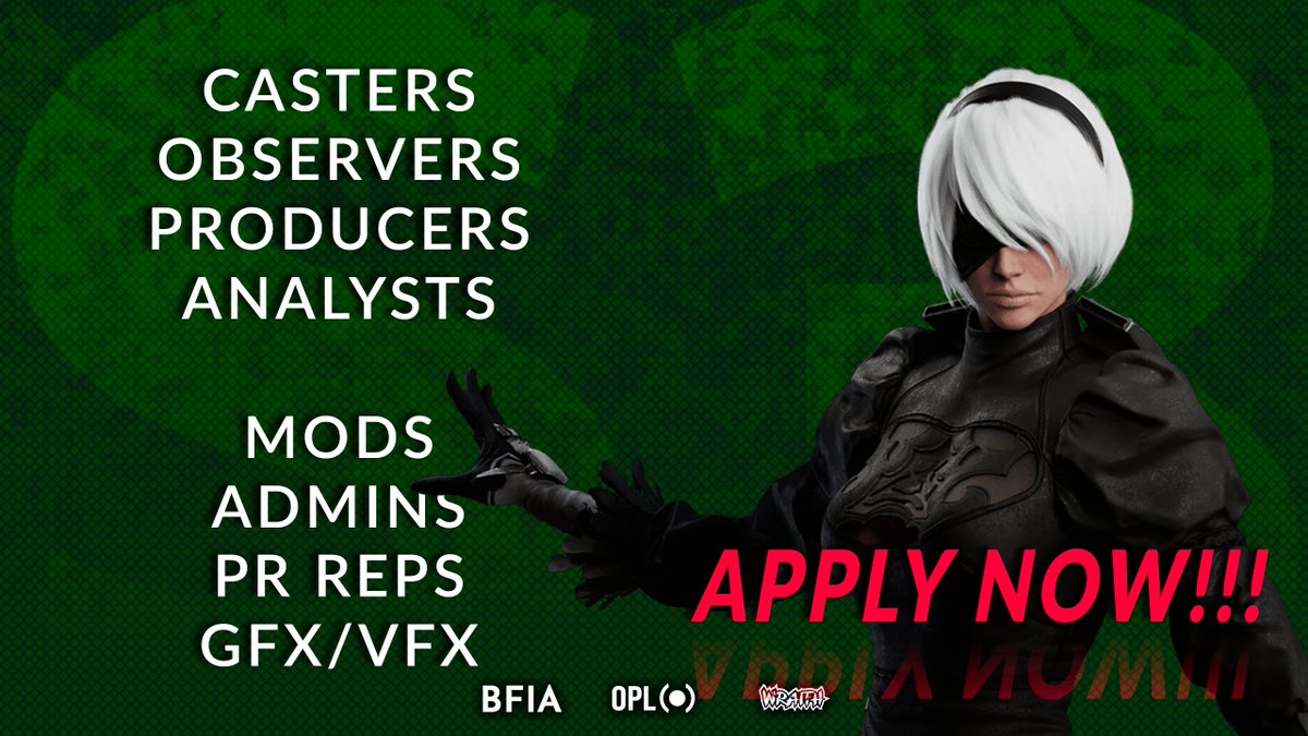 We are still looking for TALENT!

Prod application: forms.gle/v6Sjzq3HFiTGeT…
(paid)
- casters
- producers
- observers
- analysts

Management app: forms.gle/inrvvnSswz1e9R…
(unpaid)
- mods
- admins
- pr
- gfx/vfx

APPLY NOW!
