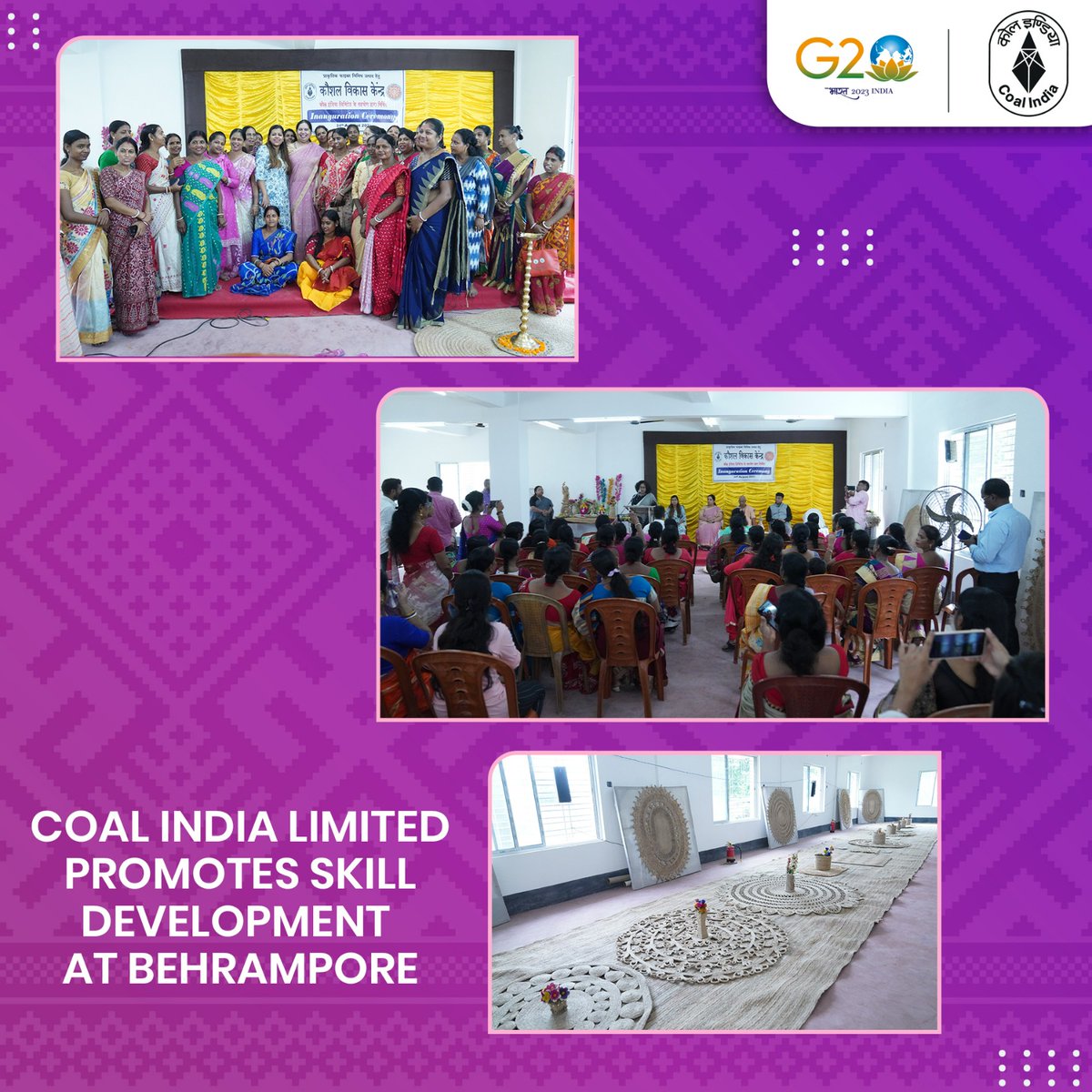 Coal India Limited supports skill development in natural fiber-diversified products from jute and cotton through the Kaushal Vikas Kendra at Behrampore, Murshidabad. This facility, constructed with CSR assistance from Coal India, has been constructed by Bharat Sevashram Sangh.