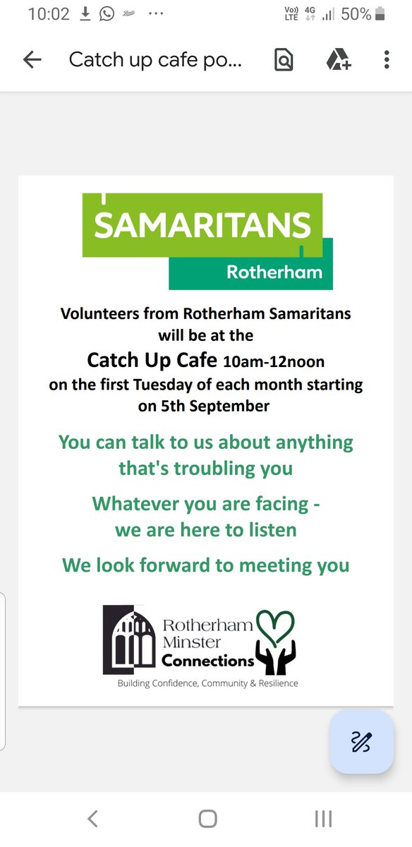 SamaritansR's tweet photo. Come along to Rotherham Minster this morning. https://t.co/tuDhq73inn