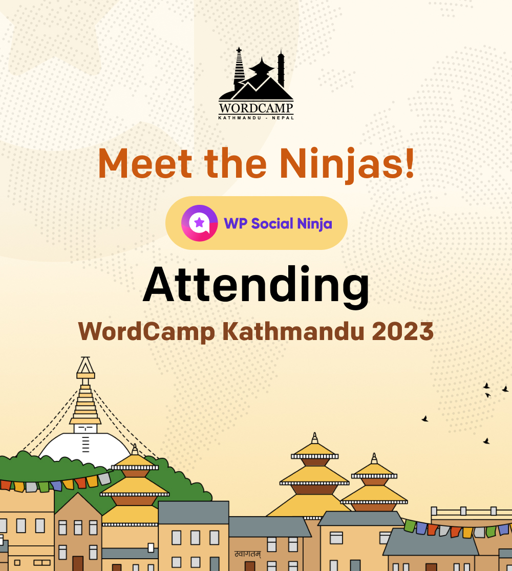 WPSocialNinja's tweet photo. Hello WordPress people! 

Team WP Social Ninja is attending WordCamp Kathmandu 2023. 🤠

If our paths cross, don't forget to say Hi! Waiting for this amazing experience. 😎

Let's meet there! 

#WCKTM #WordCamp https://t.co/7VSmdIYO1l