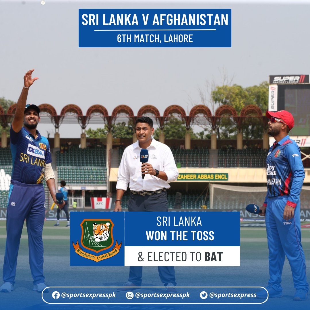 SportsExprress's tweet photo. 🚨 T O S S  A L E R T 🚨

Sri Lanka win the toss and elect to bat first 🏏

#AsiaCup2023 | #AFGvsSL | #AfghanAtalan | #SuperCola https://t.co/93RR6WRNSH