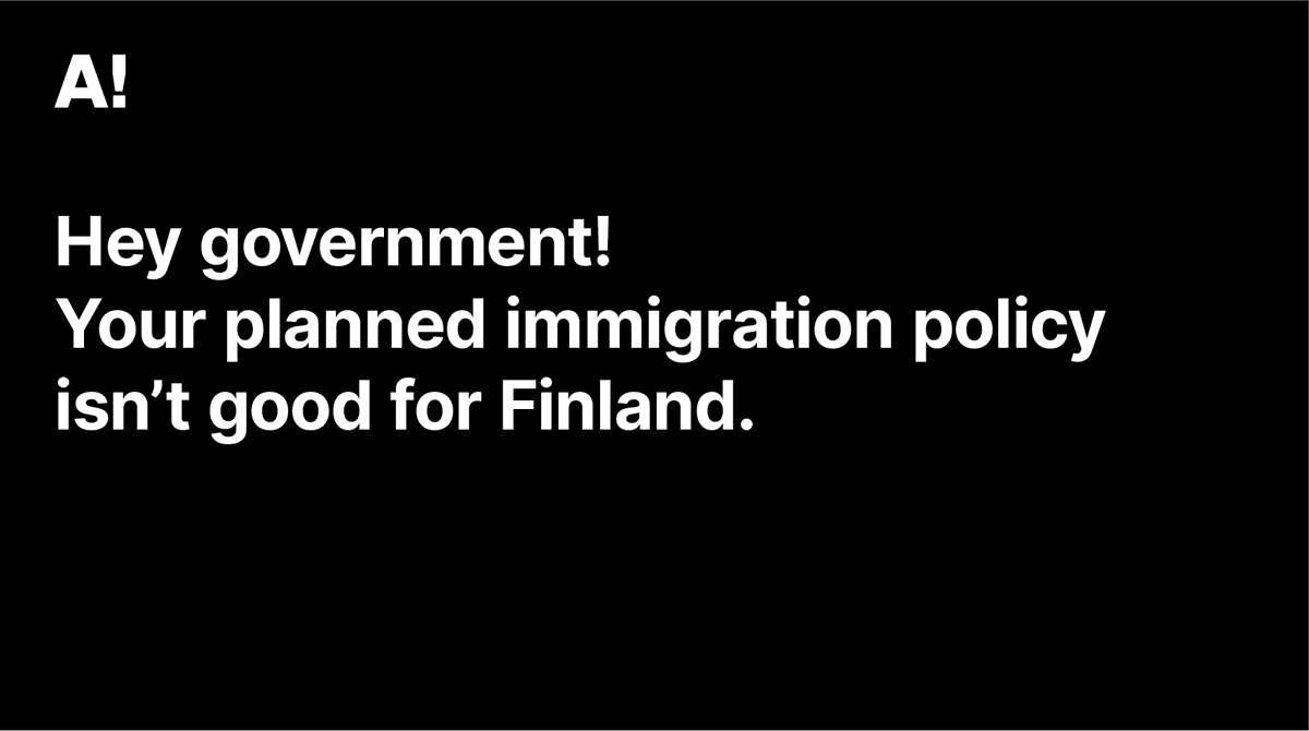 AaltoUniversity's tweet photo. Hey government! Innovations and sustainable growth will be lost if immigration policies are implemented. The proposed restrictions are alarming in humane terms, and would undermine high-quality research and education. https://t.co/y2hNV7qGKR