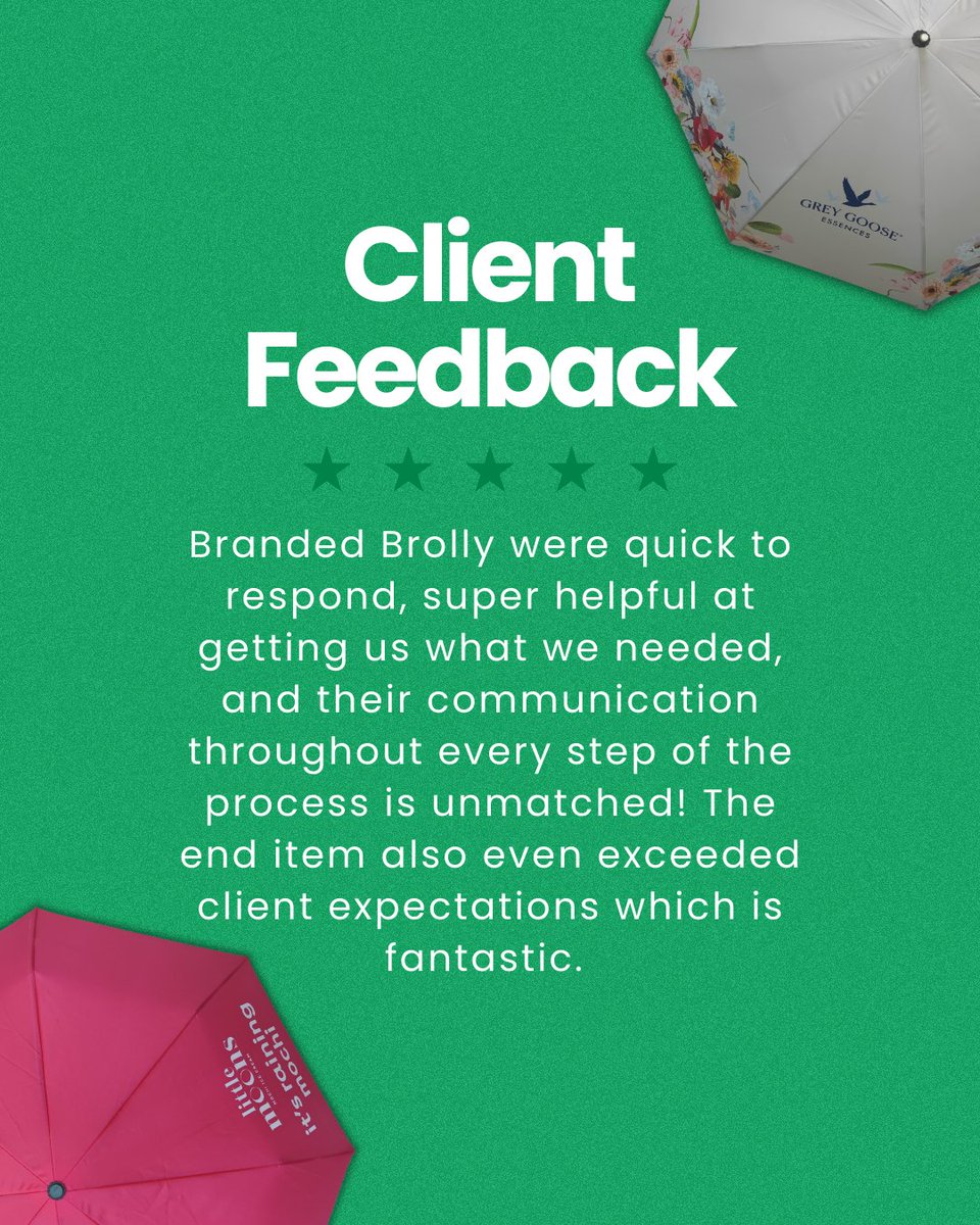 Another fantastic review for our team, and just in time for #TestimonialTuesday 😉  

Need branded umbrellas this autumn? Now you know where to go! ⬇️
branded-brolly.co.uk