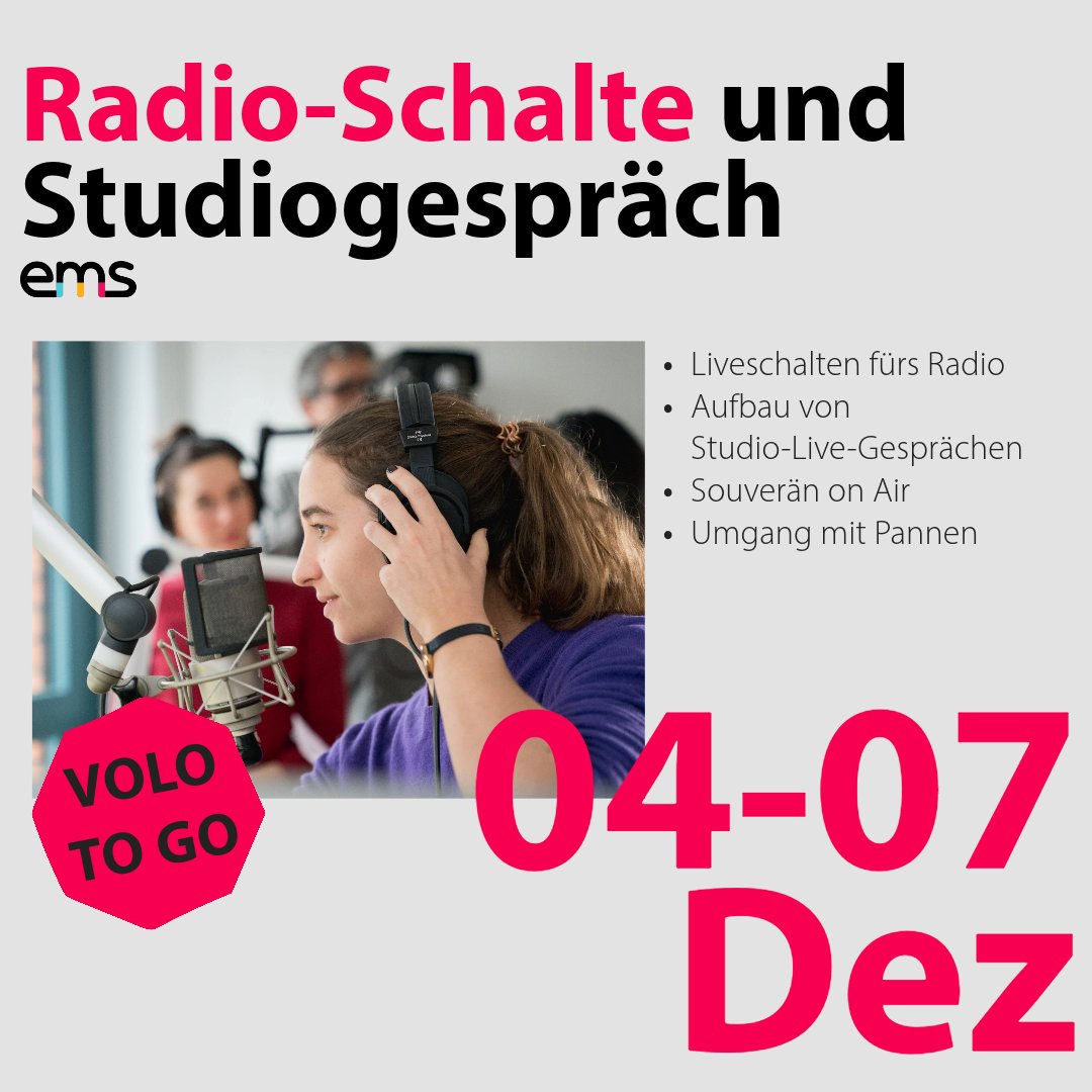 Tun Sie Ihren Volos etwas Gutes: Schicken Sie sie an die ems! In diesem Jahr gibt es in einigen Kursen unserer Klasse noch freie Gastplätze. Alle Infos und unsere sehr attraktiven Kennenlernpreise finden Sie hier: lnkd.in/e3FhSx4w

#journalismus #ausbildung #volontariat