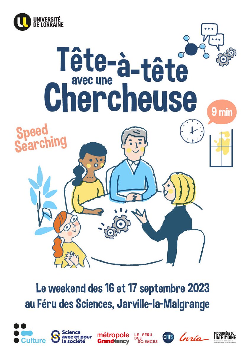 CultureSci's tweet photo. À l'occasion des #JournéesDuMatrimoine 16&amp;17 sept. au @ferudessciences, rencontrez nos scientifiques 👩‍🔬 lors d'un Tête-à-tête avec une chercheuse. #speedsearching @Univ_Lorraine https://t.co/0ElfBi0NlY https://t.co/4wnUELKEUU