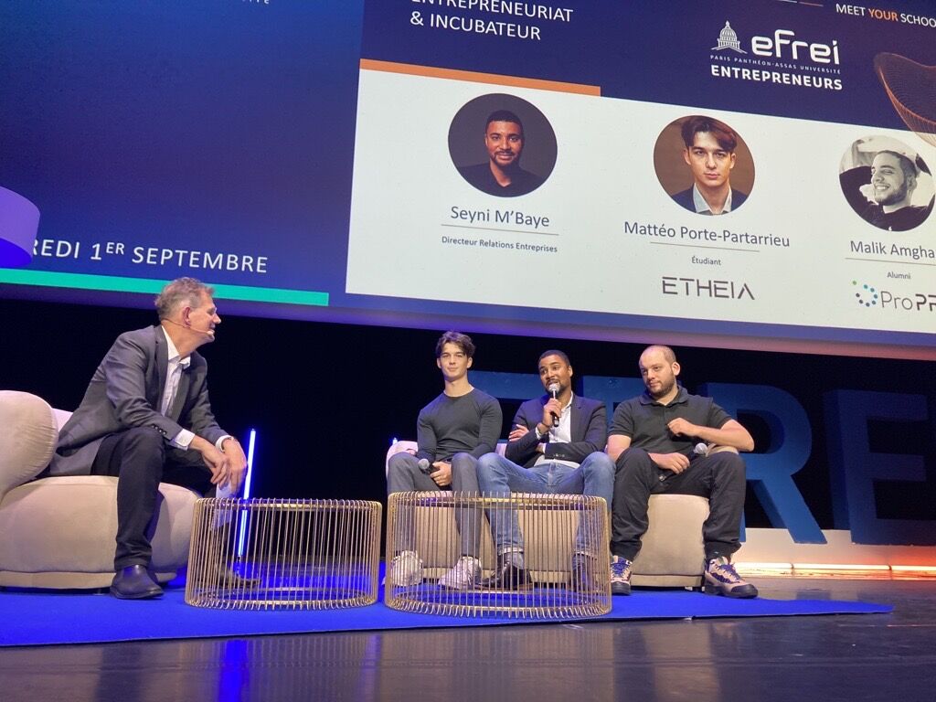 [ Evénement ]

A l'occasion de la journée #MeetMyFuture,les startups Etheia et <a href="/ProPRConsulting/">ProPR Consulting</a>  ont eu l'occasion de partager leur expérience #entrepreneuriale sur scène.🎯

Merci à Malik Amghar et Matteo Porte pour avoir représenté l'incubateur devant tous les étudiants.🤝