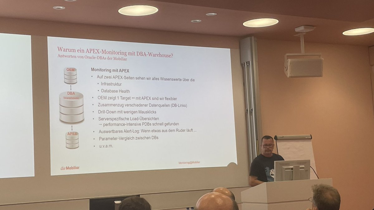 JoergSobottka (@joergsobottka) on Twitter photo Christin Kenel von <a href="/diemobiliar/">Die Mobiliar</a> zeigt, warum eine eigene Apex-Monitoring-Umgebung Vorteile gegenüber vom Cloud Control haben kann. #SOUGDay23 Christin Kenel von <a href="/diemobiliar/">Die Mobiliar</a> zeigt, warum eine eigene Apex-Monitoring-Umgebung Vorteile gegenüber vom Cloud Control haben kann. #SOUGDay23