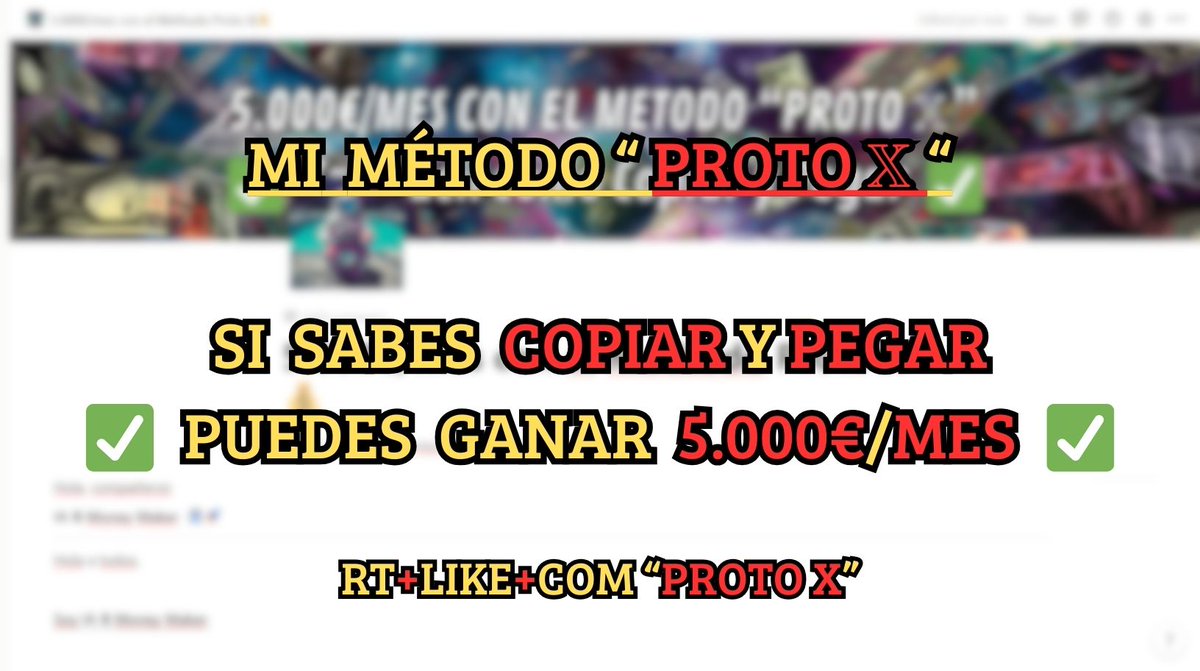 🔥 Cómo pasé de 0 a 18,006€ al mes Gracias a Twitter sin esfuerzo en solo 3 meses haciendo Copiar/Pegar.

🧨 Te explico mi Método "Proto 𝕏" con un valor de 147€.

💥 RT + like y comenta "Proto X" y te lo envío GRATIS.

(Sigue para que pueda enviarte un DM)