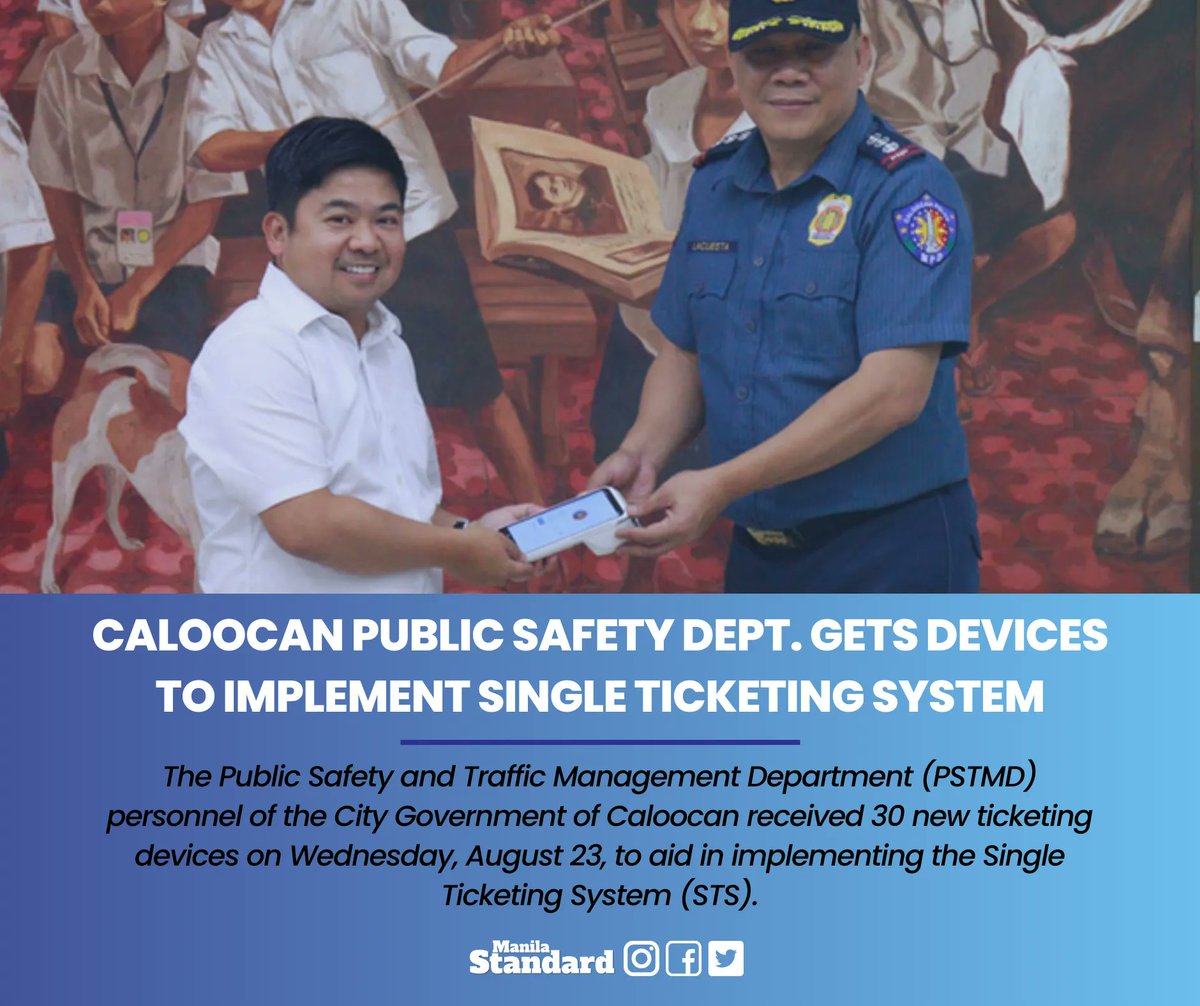mnlstandardph's tweet photo. The devices, distributed evenly to both North and South units of the PSTMD, are supposed to be fine-tuned to apply the penalties provided by the STS and harmonize local and--
#ManilaStandard #MSNews #MSLGUNews #Caloocan #AlongMalapitan #PSTMD
READ MORE:
https://t.co/9oDnseGiUZ https://t.co/ZJKq4qTi5M