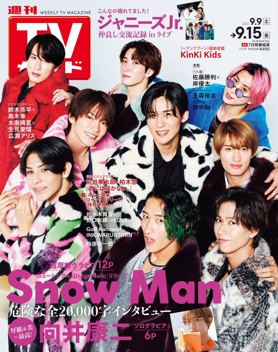 TVガイド9/15号（9月6日発売）＃SnowMan】シングル「Dangerholic」を