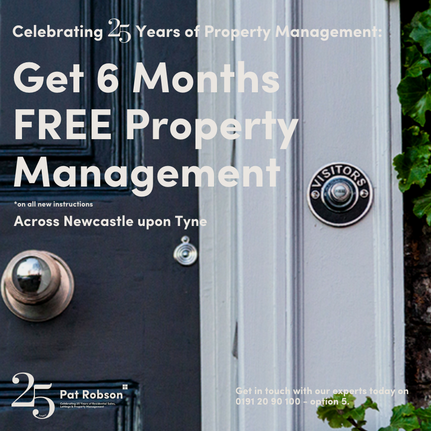 Landlords... 

Get 6 Months FREE Property Management on all new instructions. 

We are proud to be celebrating 25 Years of Pat Robson &amp; Co. this year and we invite you to celebrate with us. To find out more about our fully managed service, visit patrobson.com