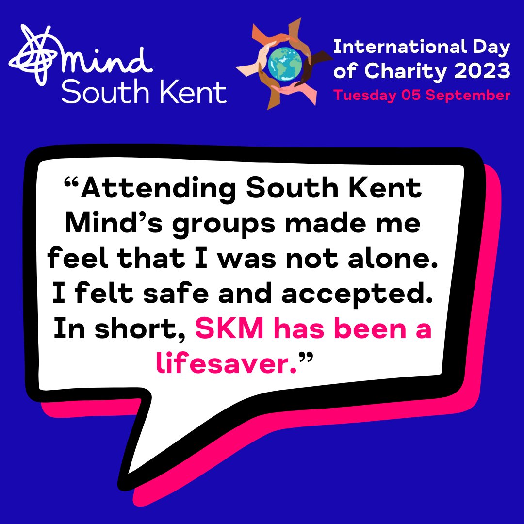 SouthKentMind's tweet photo. Getting the right support for your mental health can be life changing. This #InternationalDayofCharity help us to support people in our community who may be struggling with their mental health and wellbeing by making a small donation at: https://t.co/ROLQxKQ3PS 🤝 #charityday https://t.co/JC4Rh5r9Lj