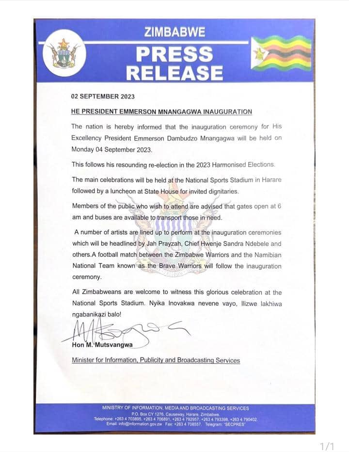 Congratulations once again shumba HE Mnangagwa ✊🏾