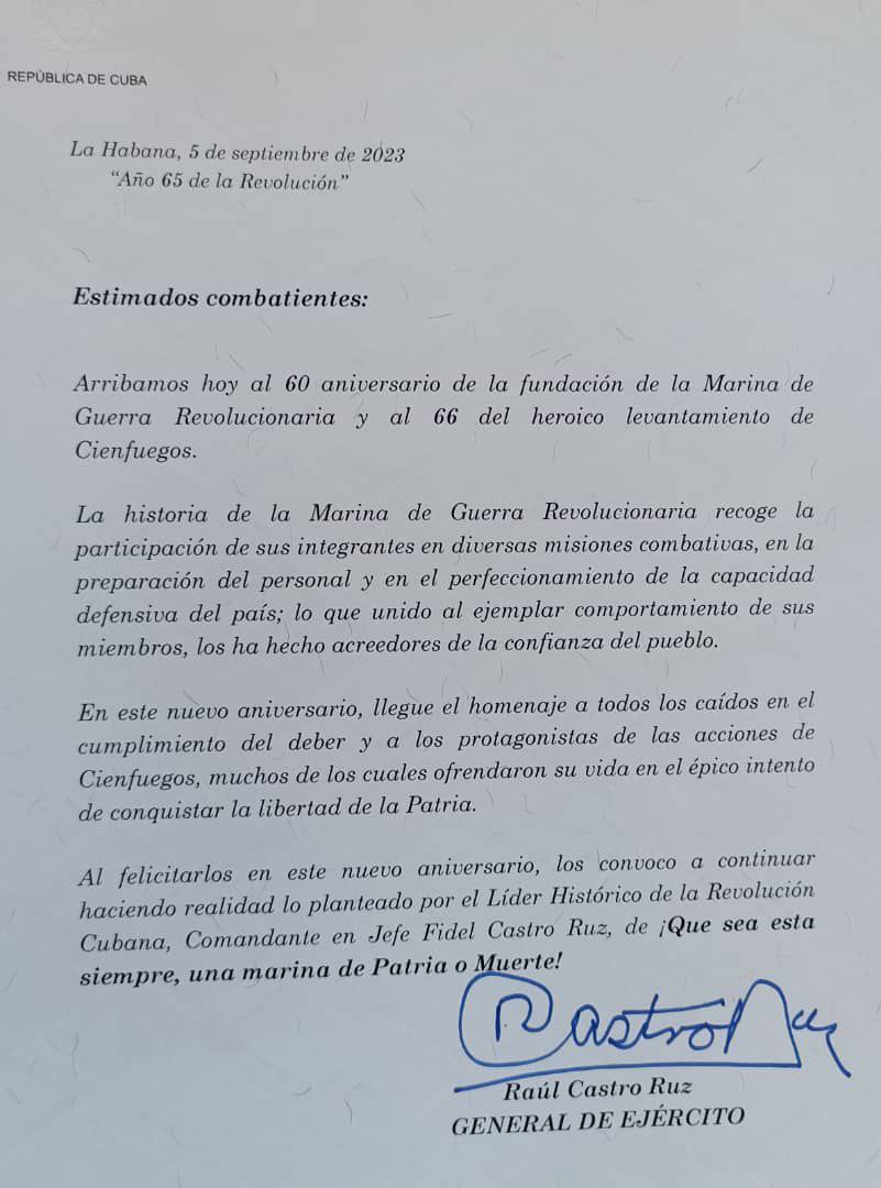 Muchas felicidades a todos los integrantes de la Marina de Guerra Revolucionaria. ¡Que sea esta siempre, una marina de Patria o Muerte!
#Cuba
#PuebloUniformado
#SeptiembreGlorioso