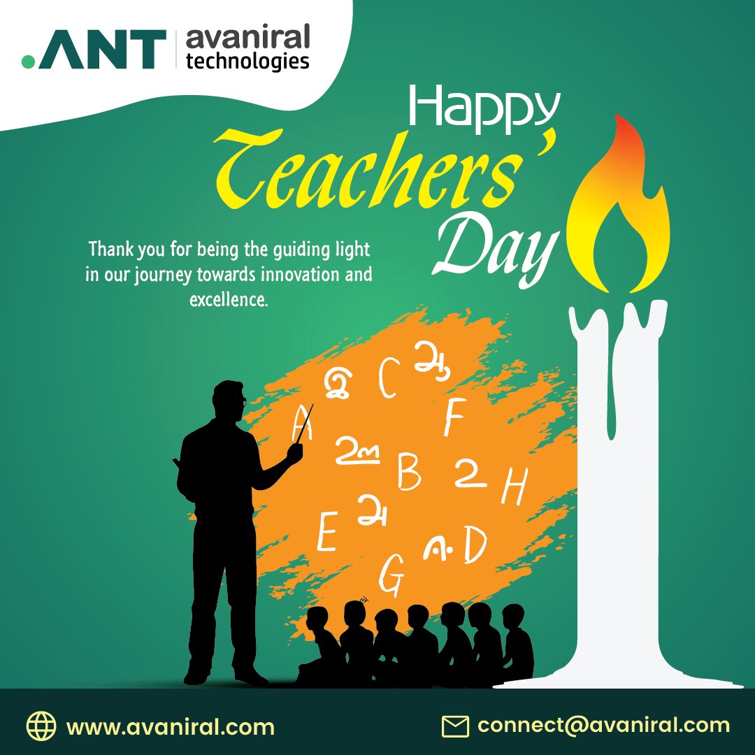 avaniral's tweet photo. At Avaniral Technologies, we believe in the power of knowledge and learning. On this special day, we want to express our gratitude to all the incredible teachers who've shaped our lives.
#teachersday2023 #teachers #HappyTeachersDay #Sep05 #teachersdaycelebration https://t.co/COsaWCbDtE