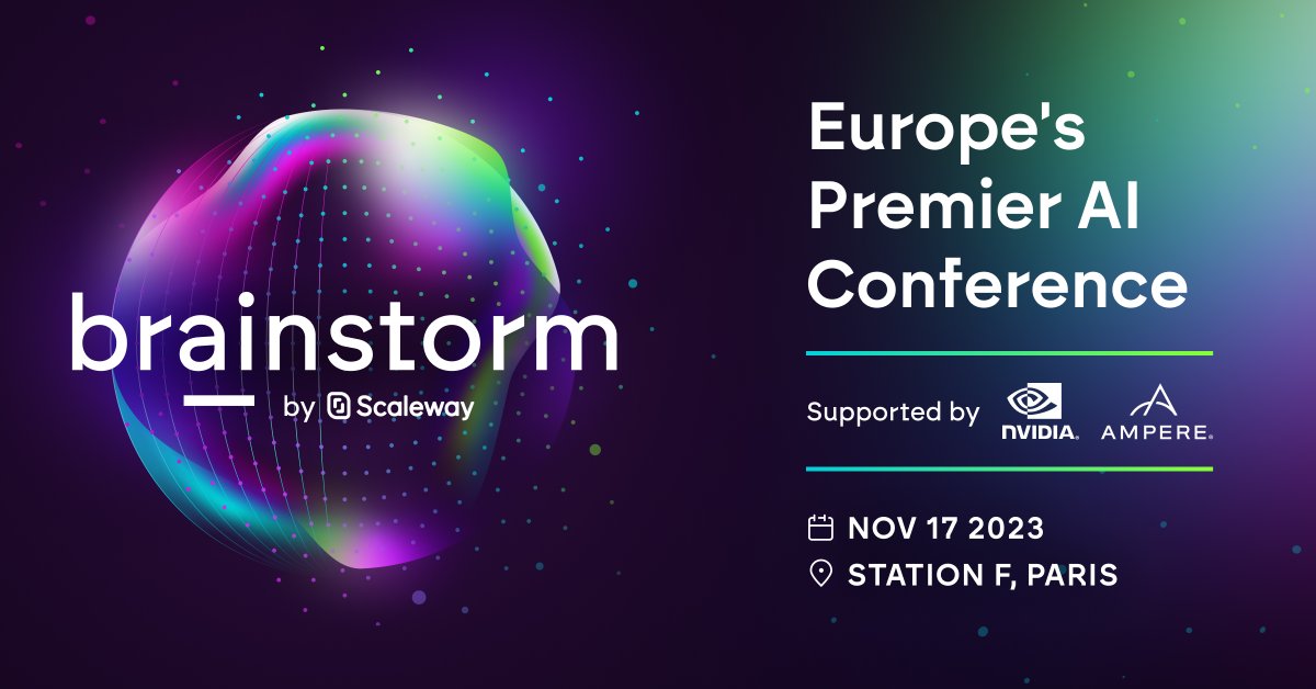 Brainstorm, Europe's Premier #AI Conference supported by @nvidia & @AmpereComputing is coming on Nov 17th at @joinstationf Paris! 🇫🇷. Find out why we're investing in AI as an EU cloud provider & why in Paris. If you’d like to attend, you can register 👉 …caleway-registration.eventbrite.co.uk/?aff=PascalCON…