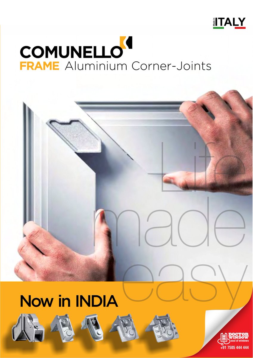 DOCTORWINDOW_IN's tweet image. Comunello corner with adjustable angle joints make your aluminium profiles trouble-free with strong gripping.

#cornercleats #cleats #cornerjoints #frameworks #italy #comunello #Aluminiumwindows #aluminium #aluminiumdoors  #india #frames #solutions #aluminiumprofile #joints