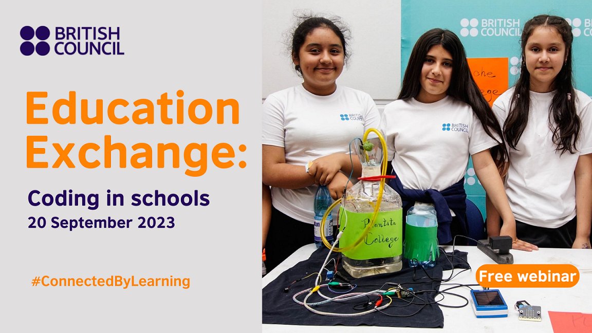 Schools_British's tweet image. 📣   Free webinar. Want to get your pupils coding for computers? How to start in your school? Join our online discussion looking at opportunities and barriers on 20 Sept in #NationalCodingWeek. Register at:
bit.ly/3qpqJfG

#EduExch2023
#ConnectedByLearning