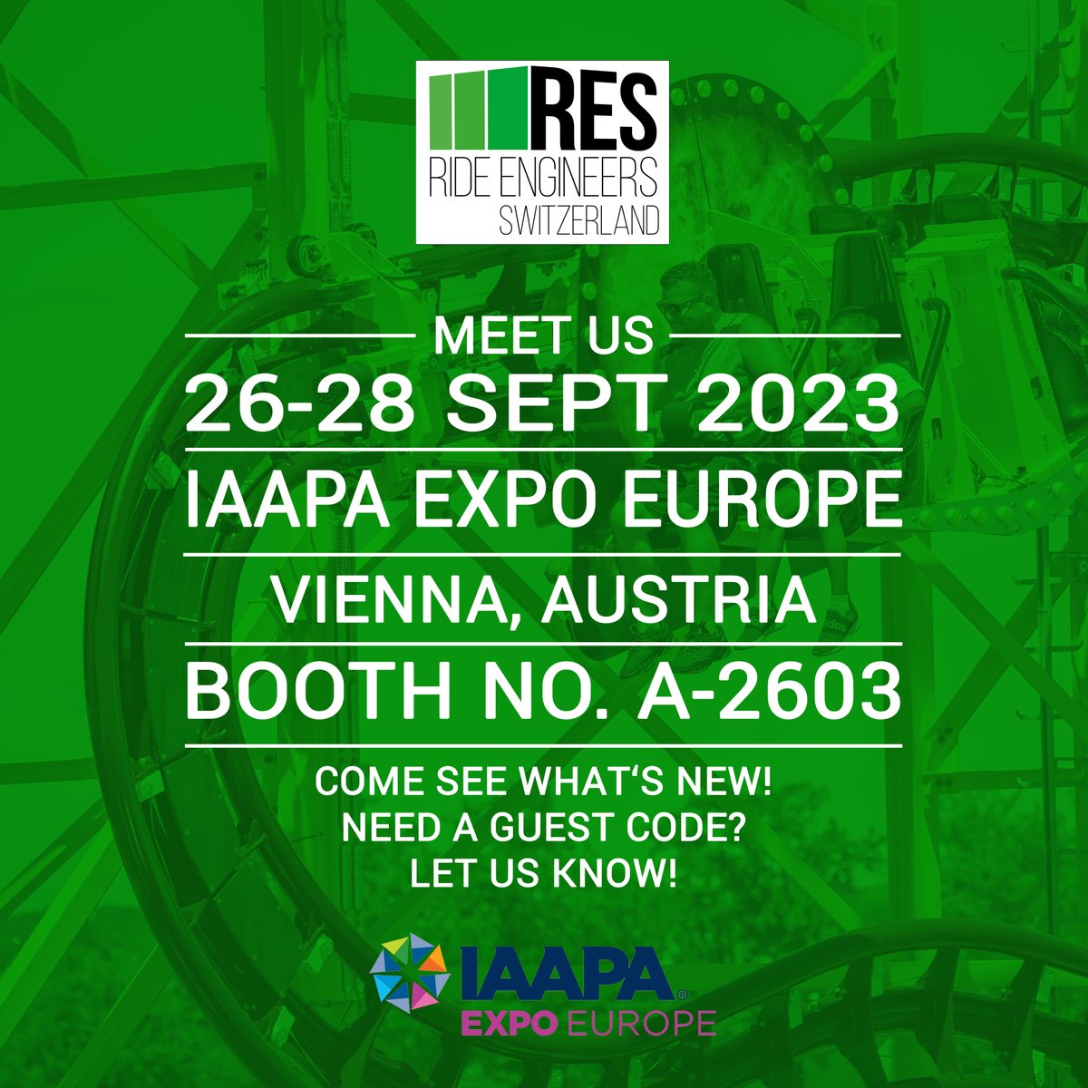Ride_Engineers's tweet photo. Come meet the RES Team in Vienna!

3 weeks and counting! ⏱

Just Ride It! 🤩🤩🤩

https://t.co/jgeoBPFAea

#res #resswiss #res_ride #rideengineersswitzerland #news #vienna #IAAPA #IAAPAExpos #IAAPAExpoEurope #VDFU #BALPPA #ASTM #VDV @IAAPAEMEA https://t.co/CoJRs9ynud